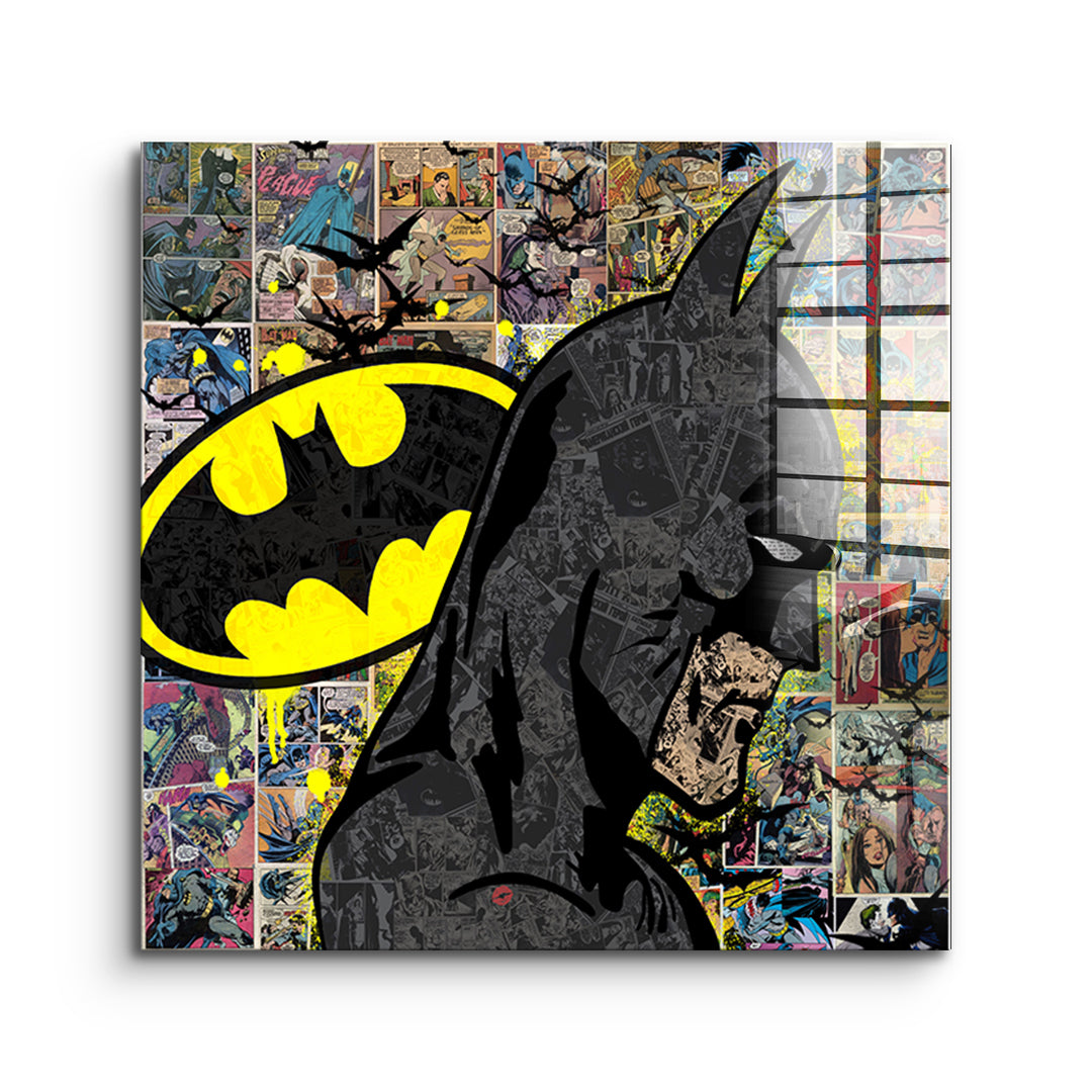 DOTCOMCANVAS Acrylglasbild Comic Night Hero ohne Rahmen
