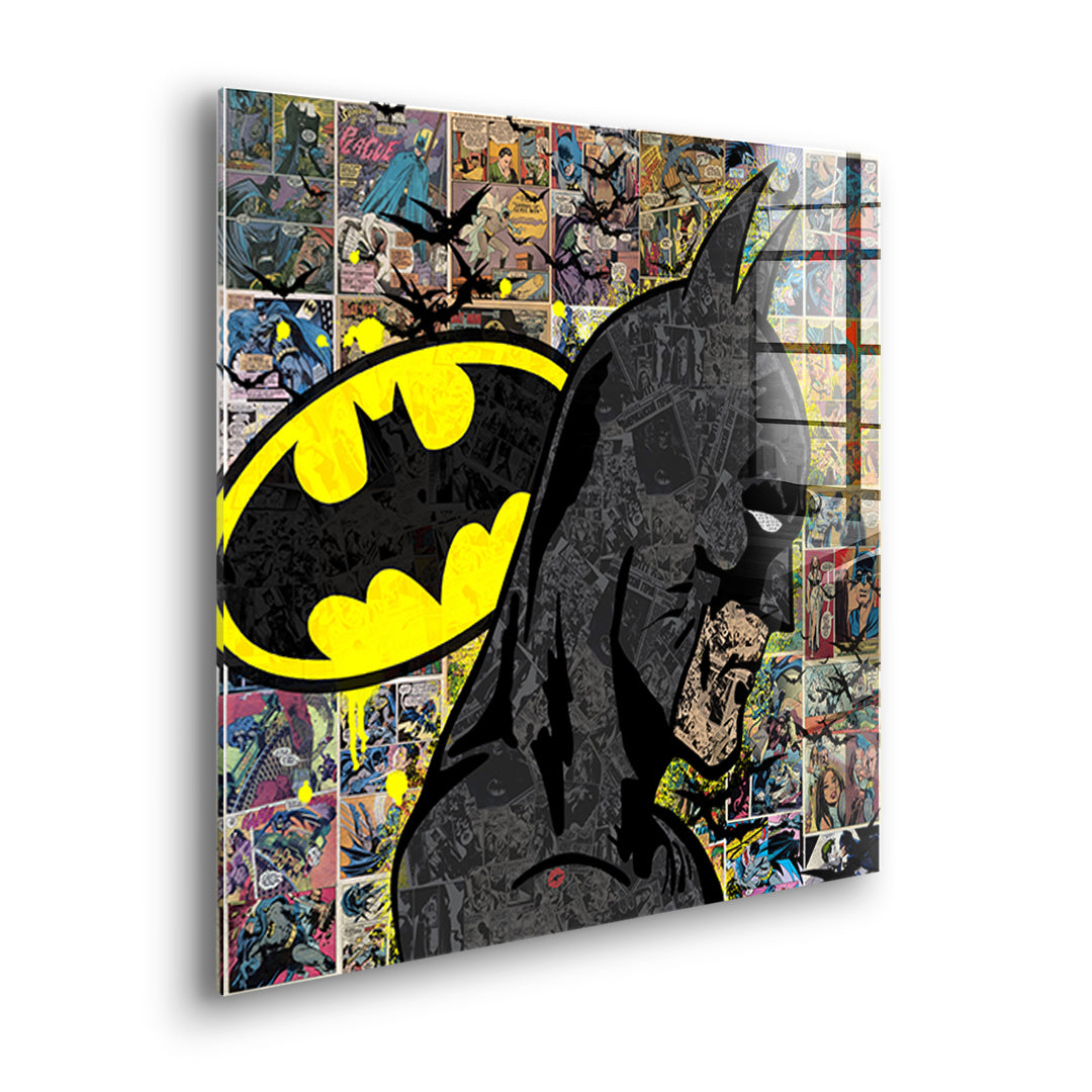 Seitenansicht des Acrylglasbilds Comic Night Hero ohne Rahmen