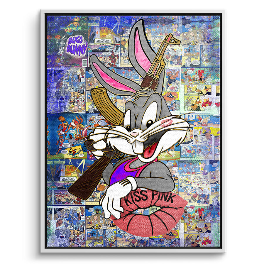 DOTCOMCANVAS Leinwandbild Basketball Bunny im weißen Premium-Rahmen
