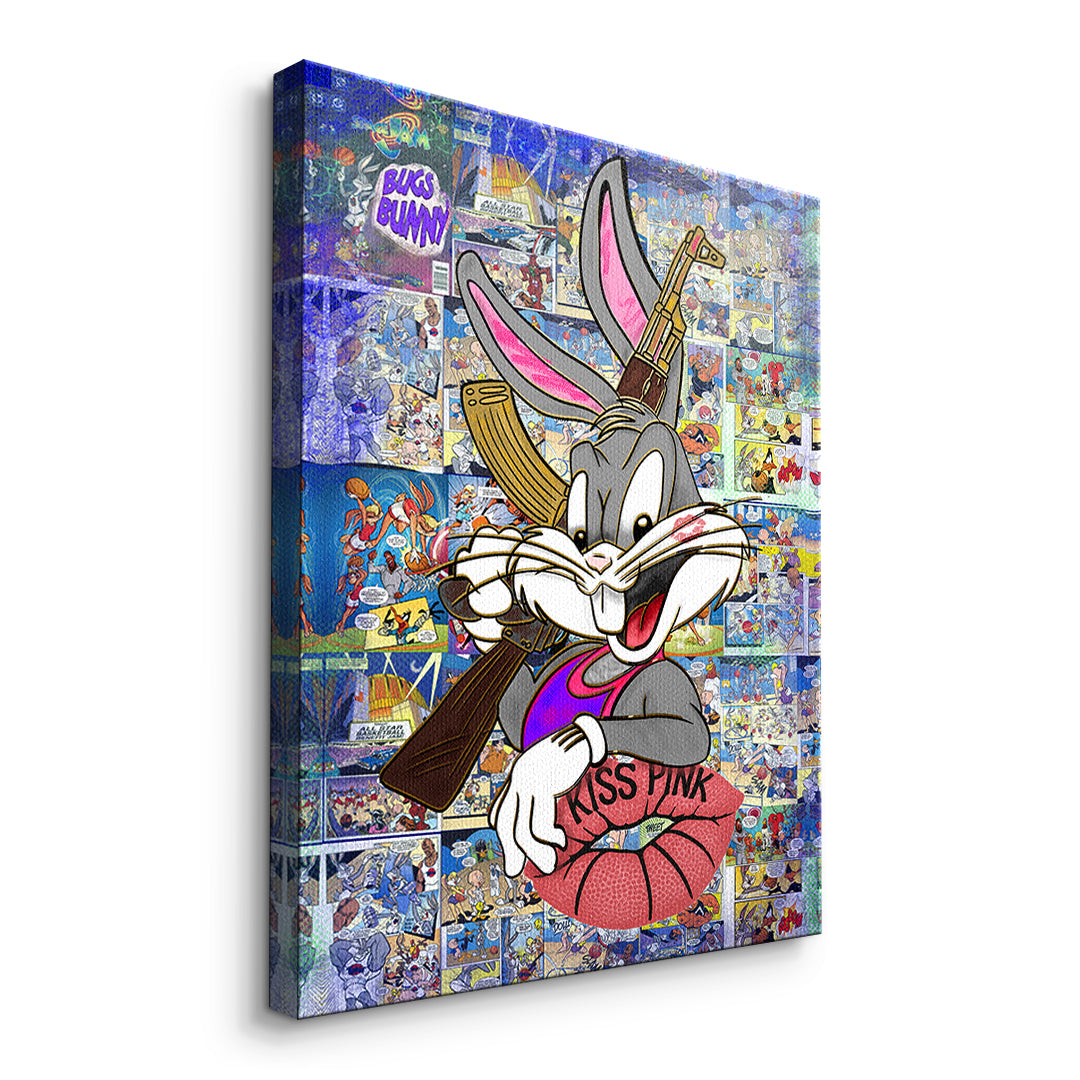 Seitenansicht des Leinwandbilds Basketball Bunny ohne Rahmen