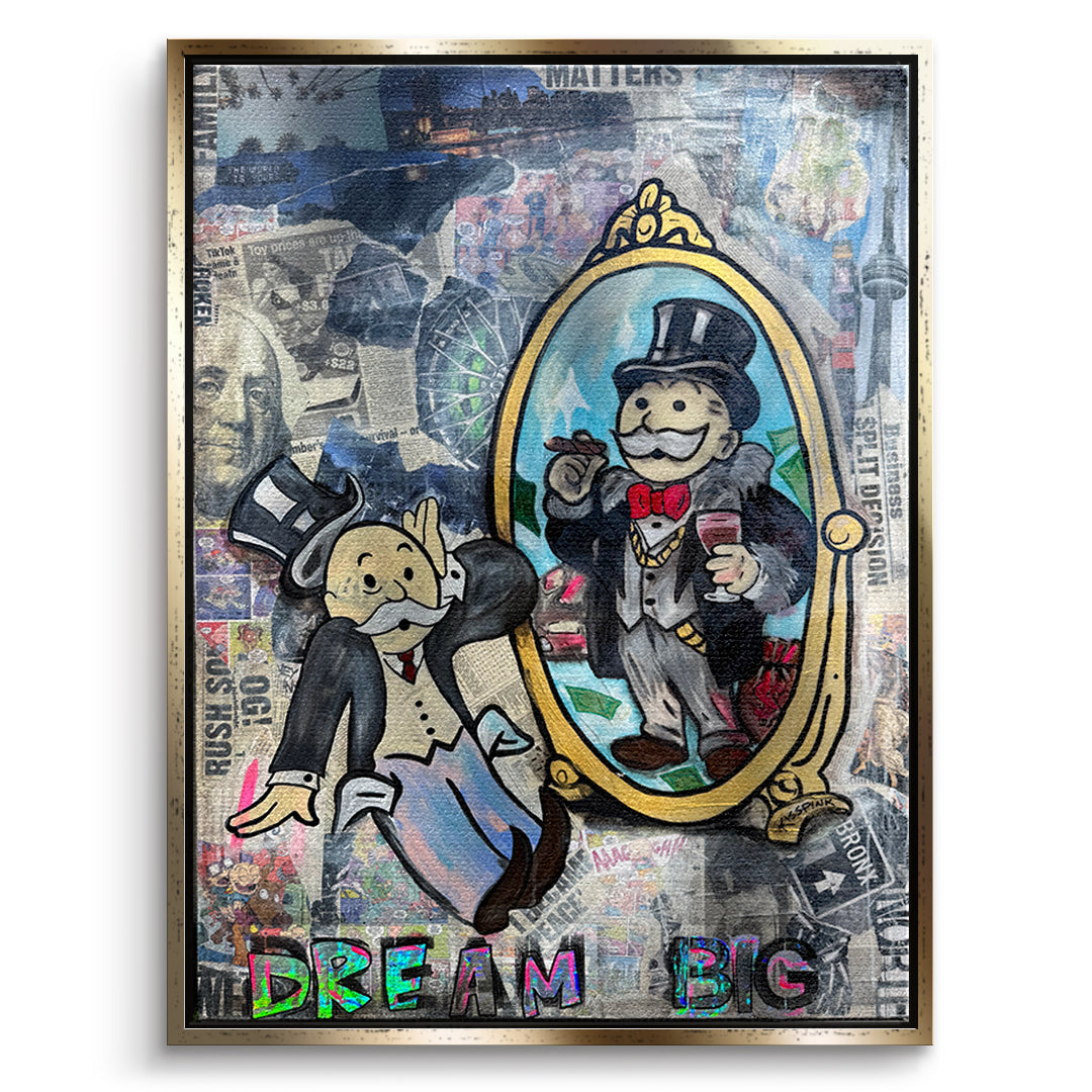 DOTCOMCANVAS Leinwandbild Dream Big Real im goldenen Premium-Rahmen