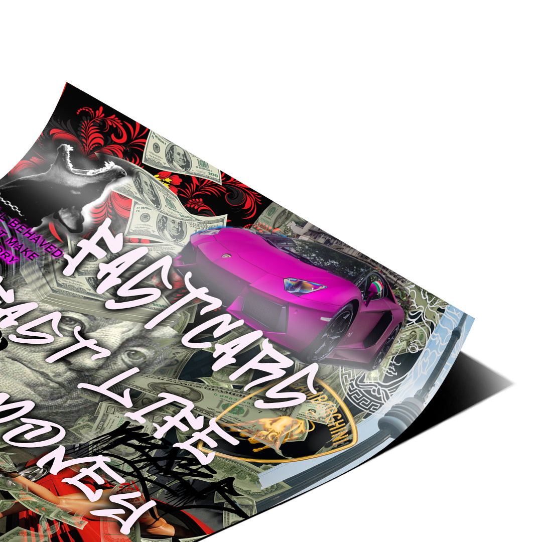Eckdetail des Posters Fast Life