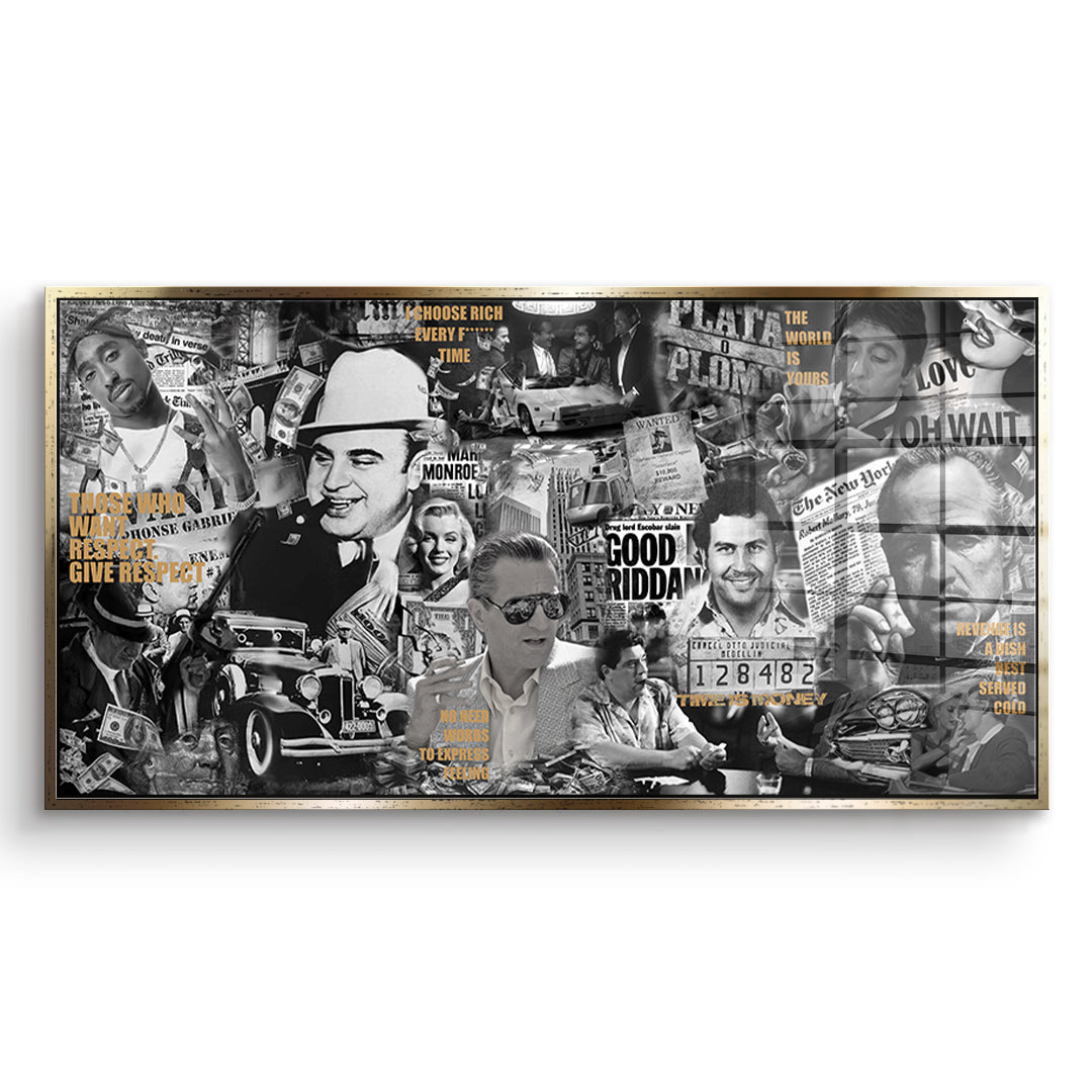 DOTCOMCANVAS Acrylglasbild Gangsters im goldenen Premium-Rahmen