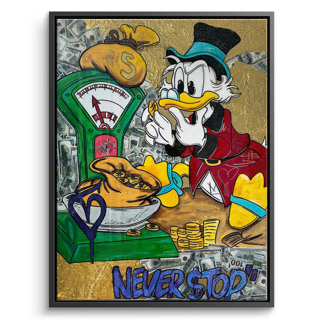 DOTCOMCANVAS Leinwandbild Never Stop Duck im schwarzen Premium-Rahmen