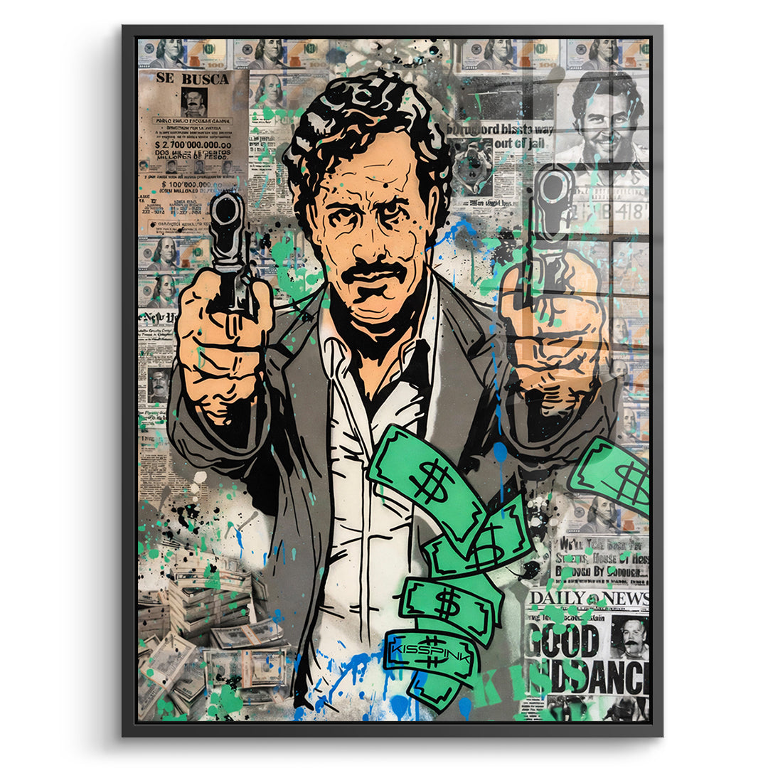 DOTCOMCANVAS Acrylglasbild Patron Money im schwarzen Premium-Rahmen
