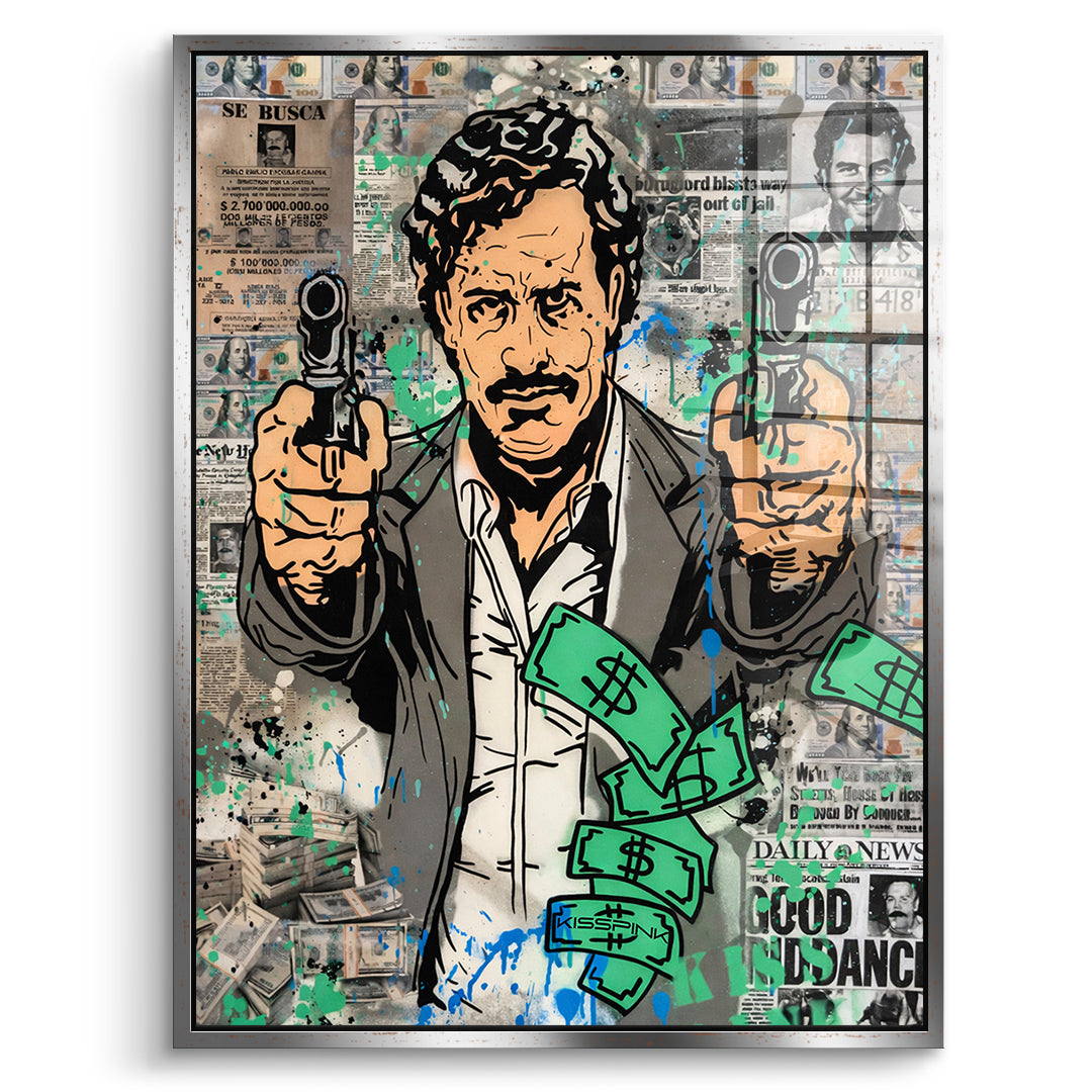 DOTCOMCANVAS Acrylglasbild Patron Money im silbernen Premium-Rahmen