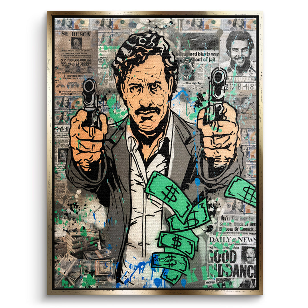 DOTCOMCANVAS Leinwandbild Patron Money im goldenen Premium-Rahmen