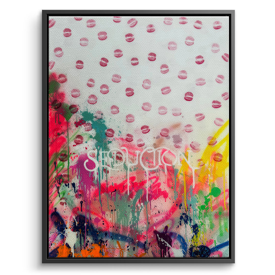 DOTCOMCANVAS Leinwandbild Seduction Kisses im schwarzen Premium-Rahmen
