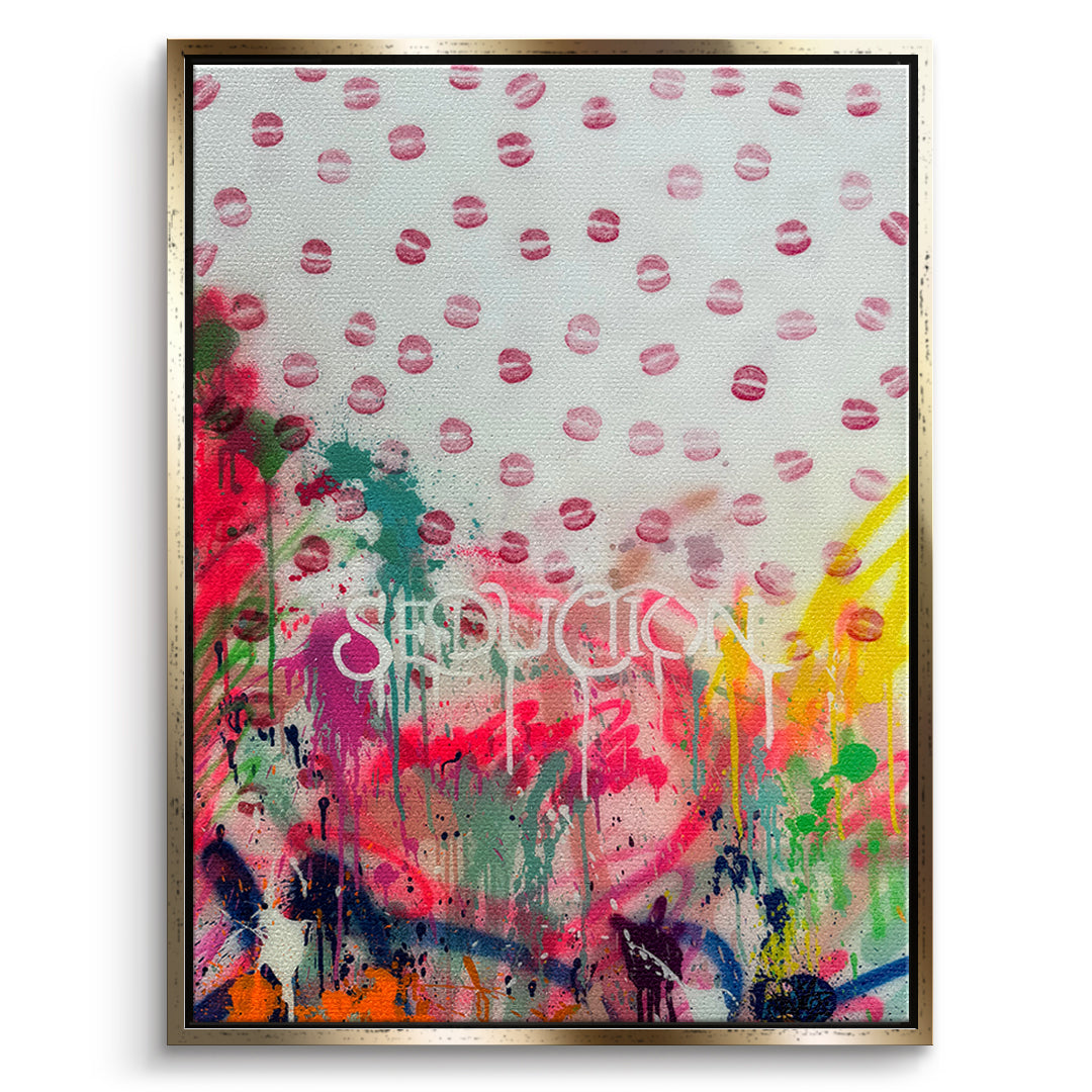 DOTCOMCANVAS Leinwandbild Seduction Kisses im goldenen Premium-Rahmen