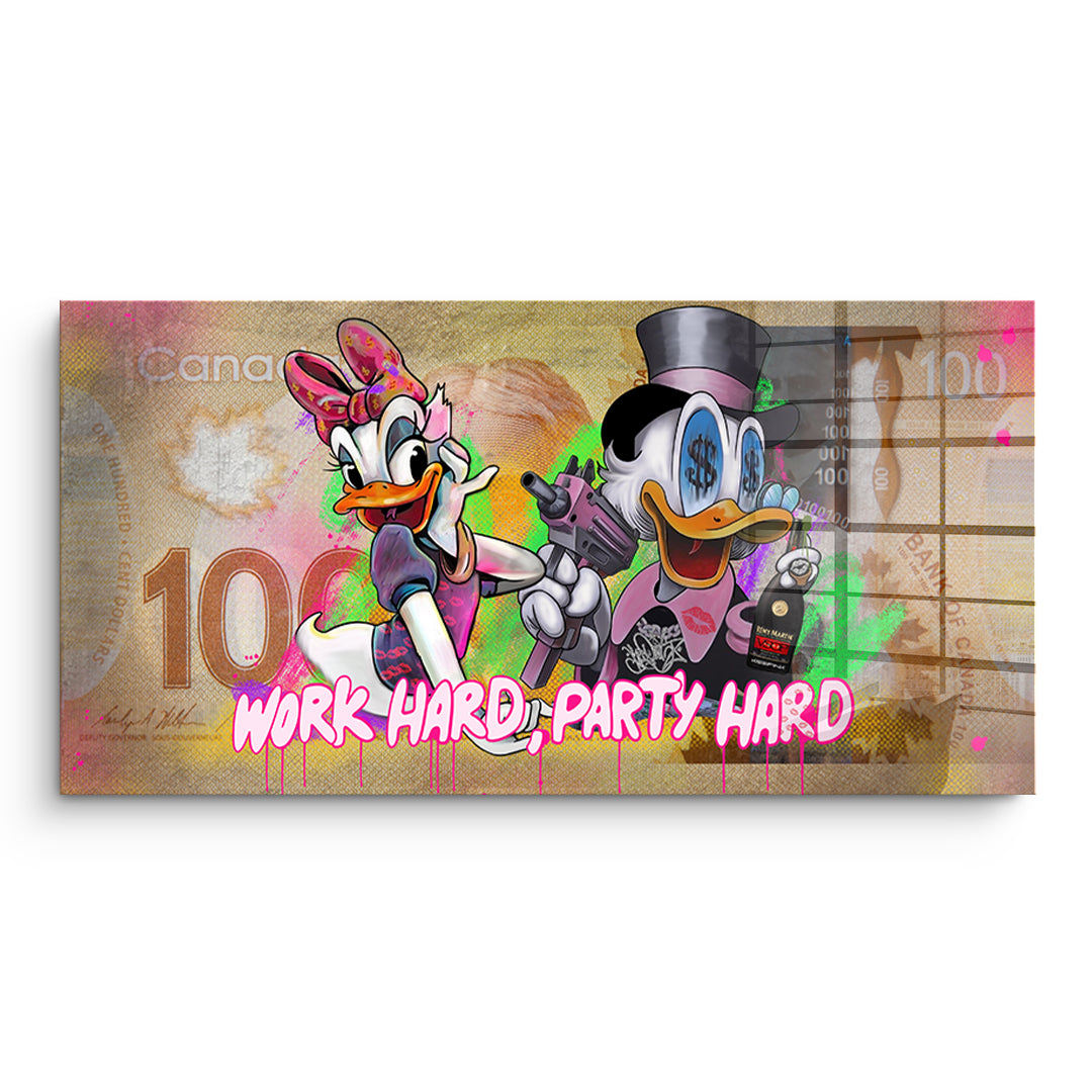 DOTCOMCANVAS Acrylglasbild Work Hard Party Hard ohne Rahmen