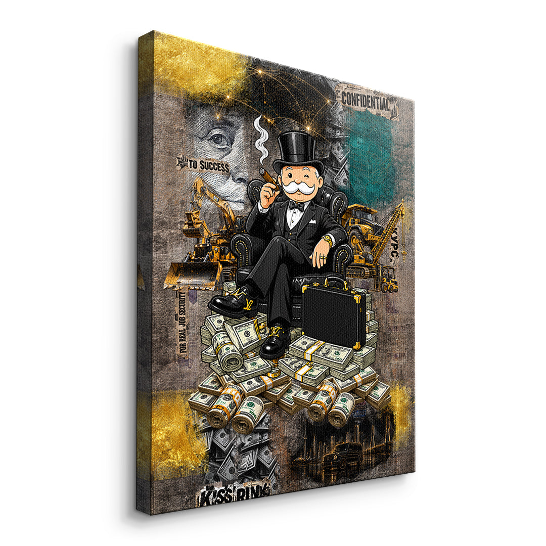 Seitenansicht des Leinwandbilds Building Empires ohne Rahmen