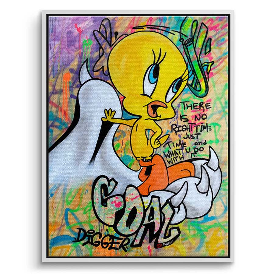 DOTCOMCANVAS Leinwandbild Goal Digger Bird im weißen Premium-Rahmen
