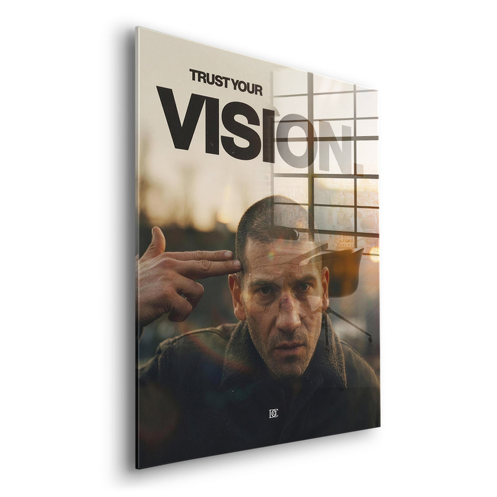 Seitenansicht des Acrylglasbilds Trust Your Vision ohne Rahmen