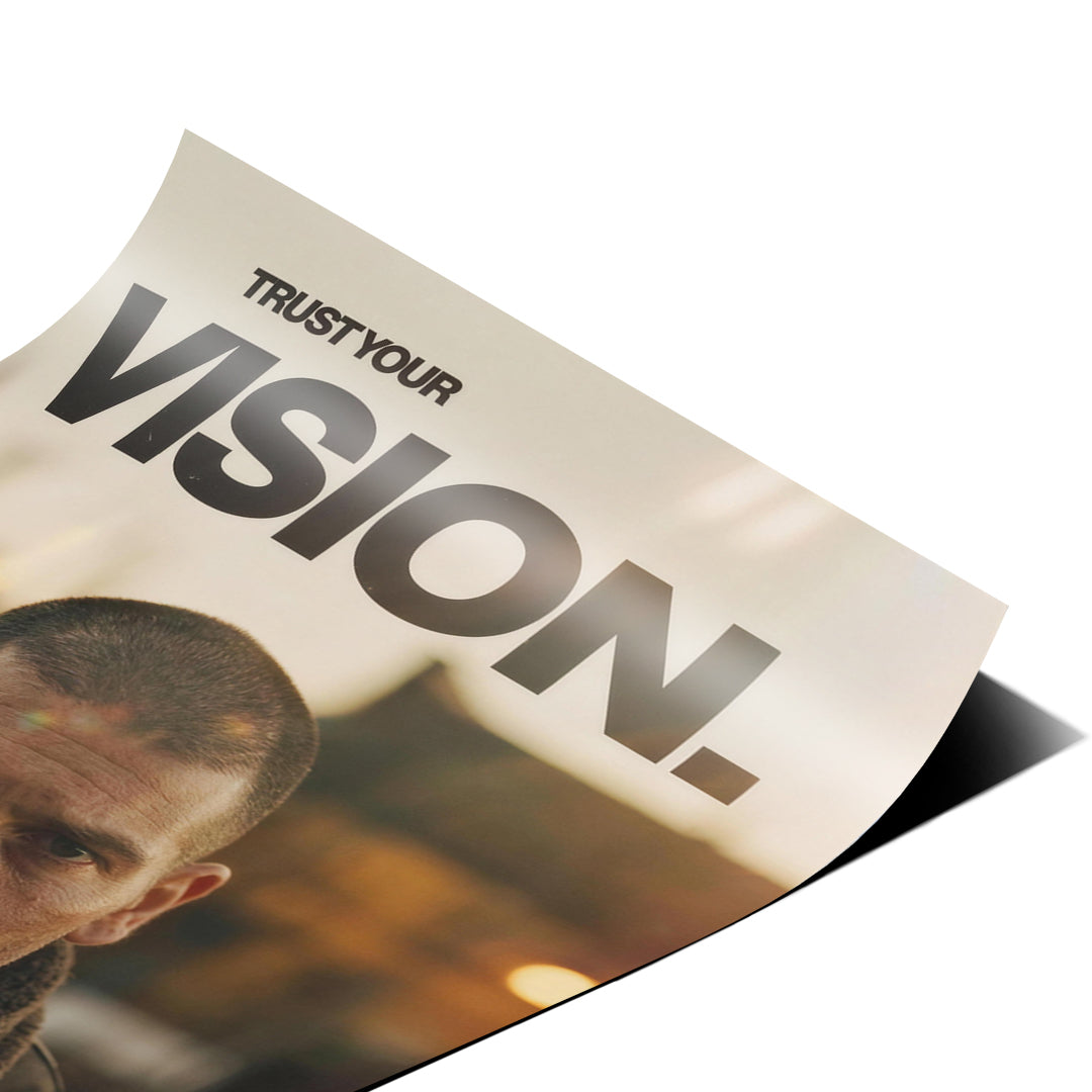 Eckdetail des Posters Trust Your Vision, Nahaufnahme