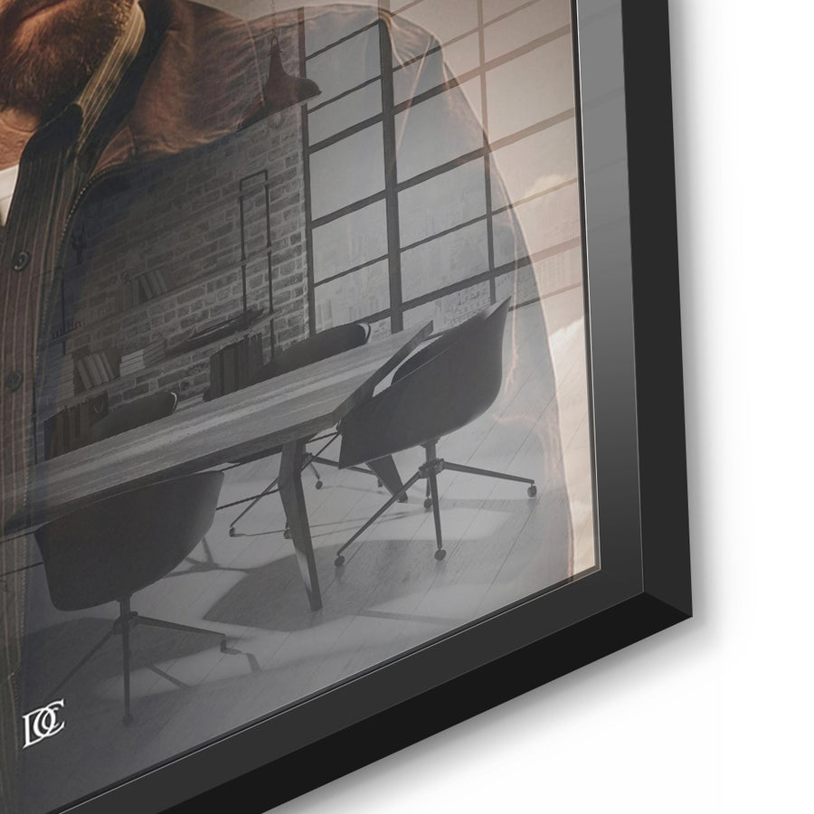 Detailaufnahme des 5mm Acrylglases, Let It Happen im schwarzen Rahmen