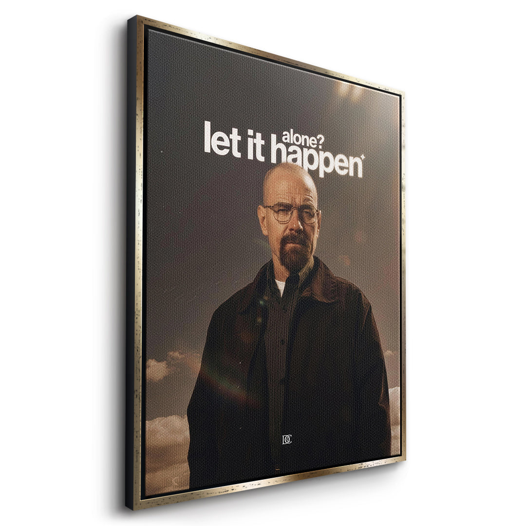 Seitenansicht des Leinwandbilds Let It Happen im goldenen Rahmen