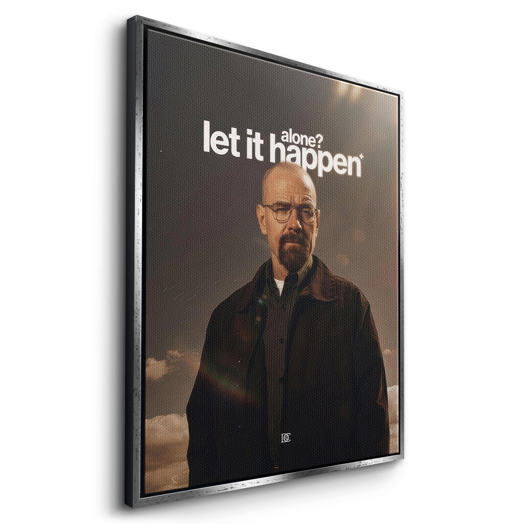 Seitenansicht des Leinwandbilds Let It Happen im silbernen Rahmen
