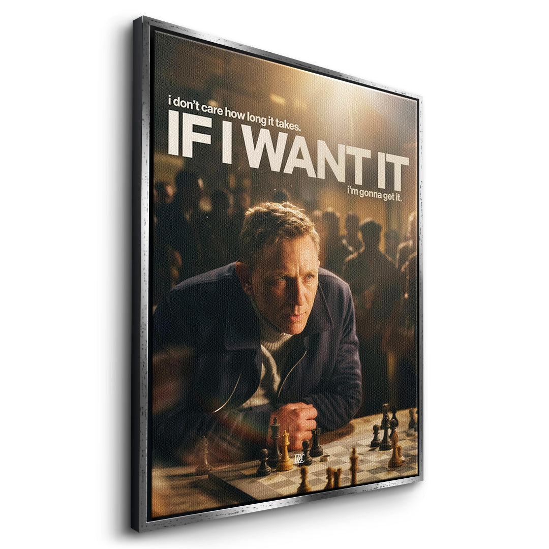 Seitenansicht des Leinwandbilds If I Want It im silbernen Rahmen