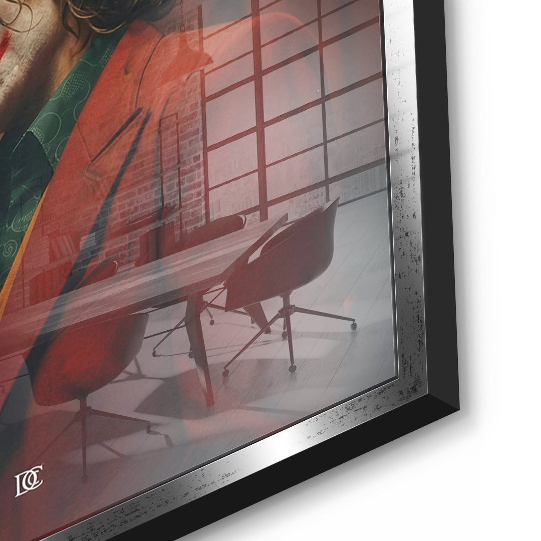 Detailaufnahme des 5mm Acrylglases, Never Quit im silbernen Rahmen