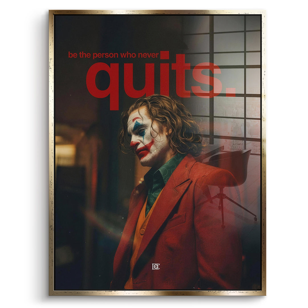 DOTCOMCANVAS Acrylglasbild Never Quit im goldenen Premium-Rahmen