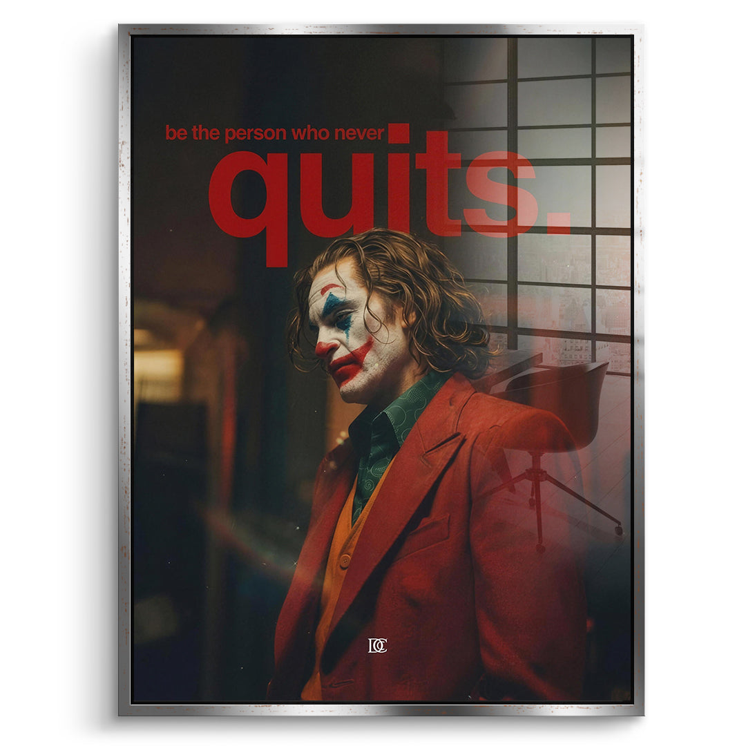 DOTCOMCANVAS Acrylglasbild Never Quit im silbernen Premium-Rahmen