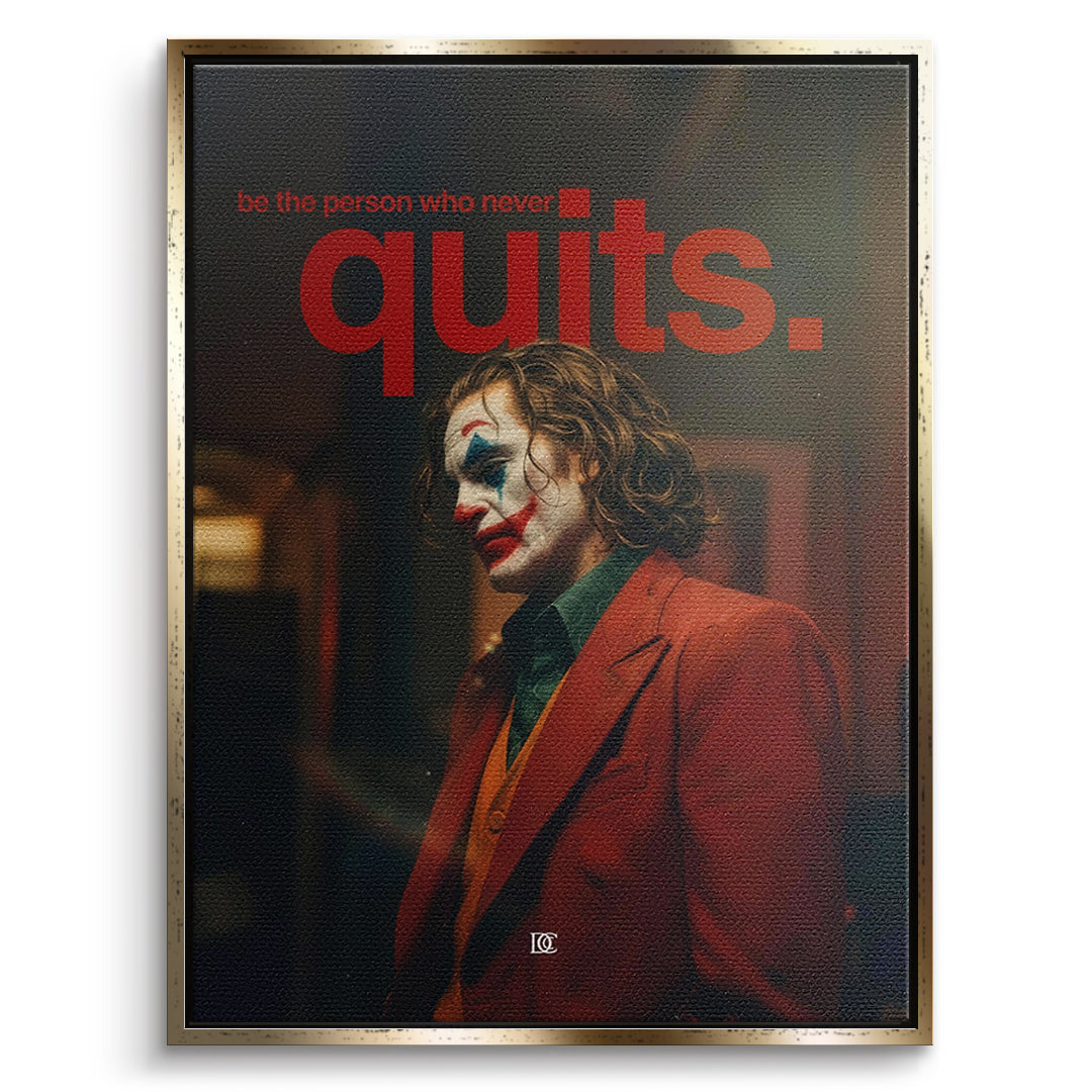 DOTCOMCANVAS Leinwandbild Never Quit im goldenen Premium-Rahmen