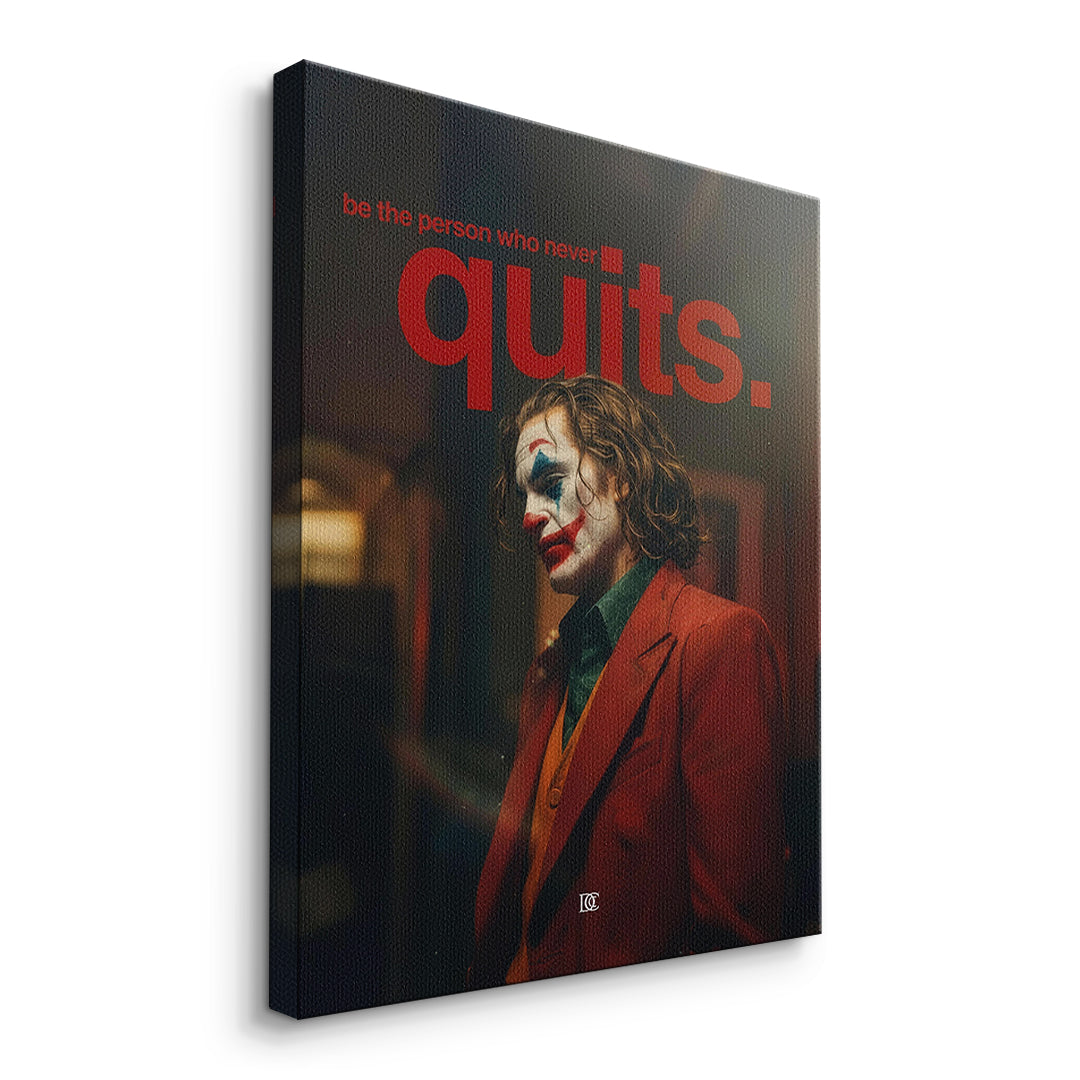 Seitenansicht des Leinwandbilds Never Quit ohne Rahmen