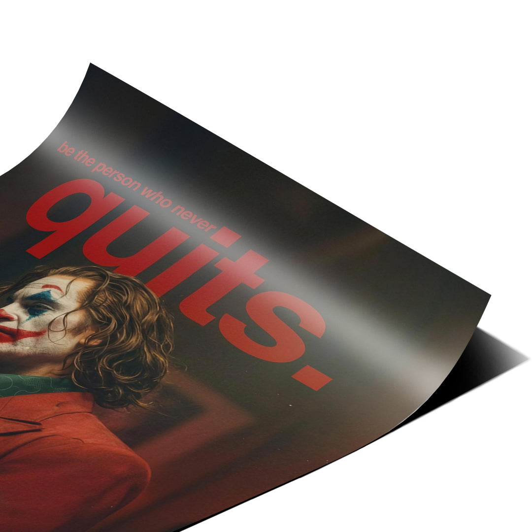 Eckdetail des Posters Never Quit, Nahaufnahme