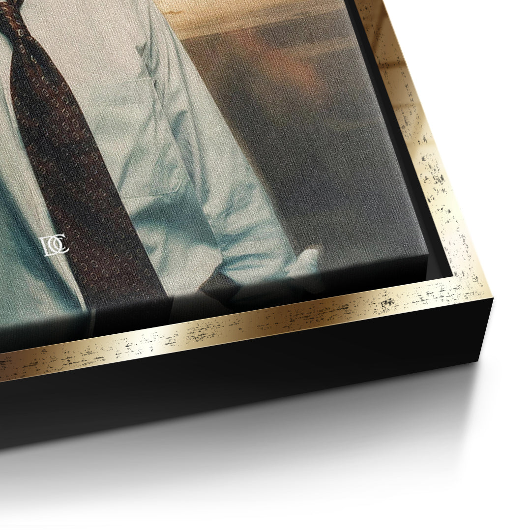 Detailaufnahme der Leinwandstruktur, If Not Now Then When im goldenen Rahmen