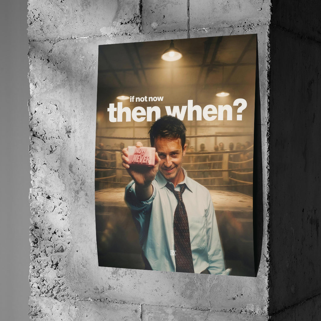 Poster If Not Now Then When an einer Betonwand