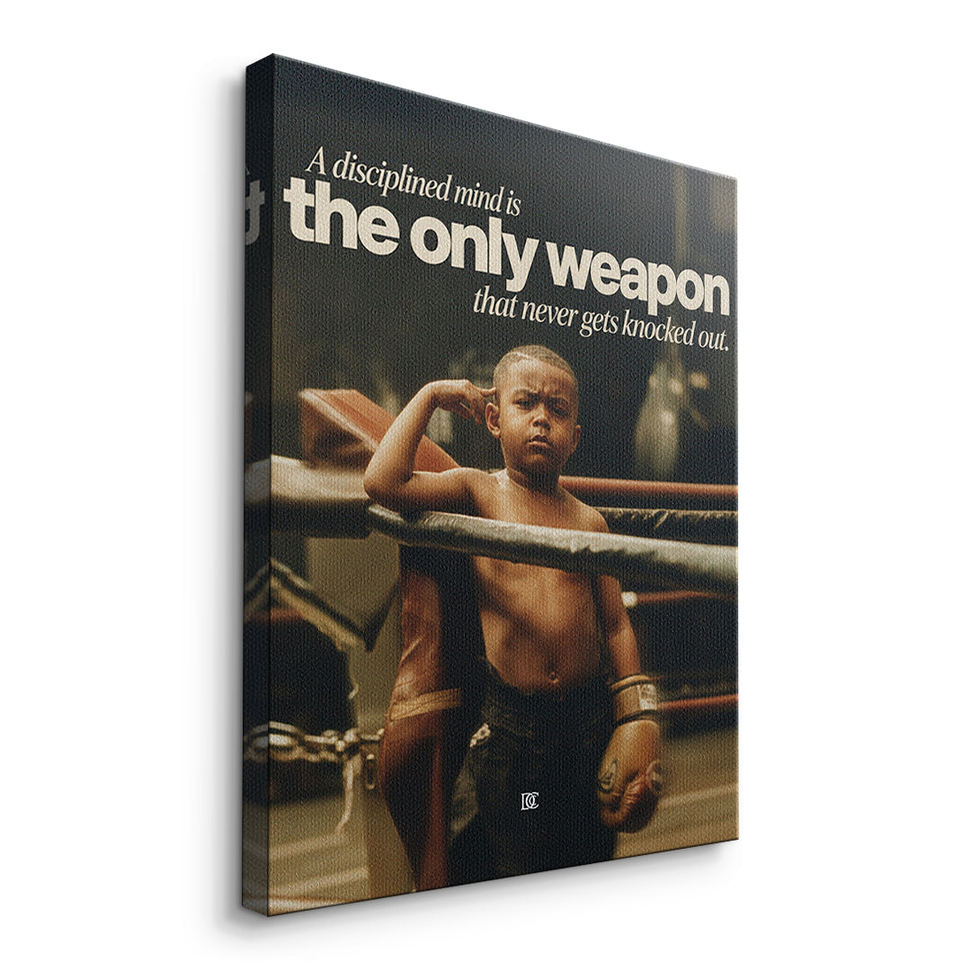 Seitenansicht des Leinwandbilds The Only Weapon ohne Rahmen