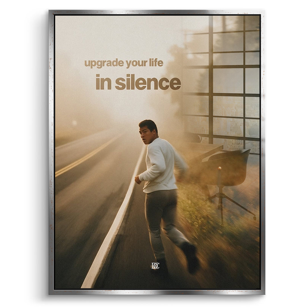DOTCOMCANVAS Acrylglasbild Upgrade Your Life In Silence im silbernen Premium-Rahmen