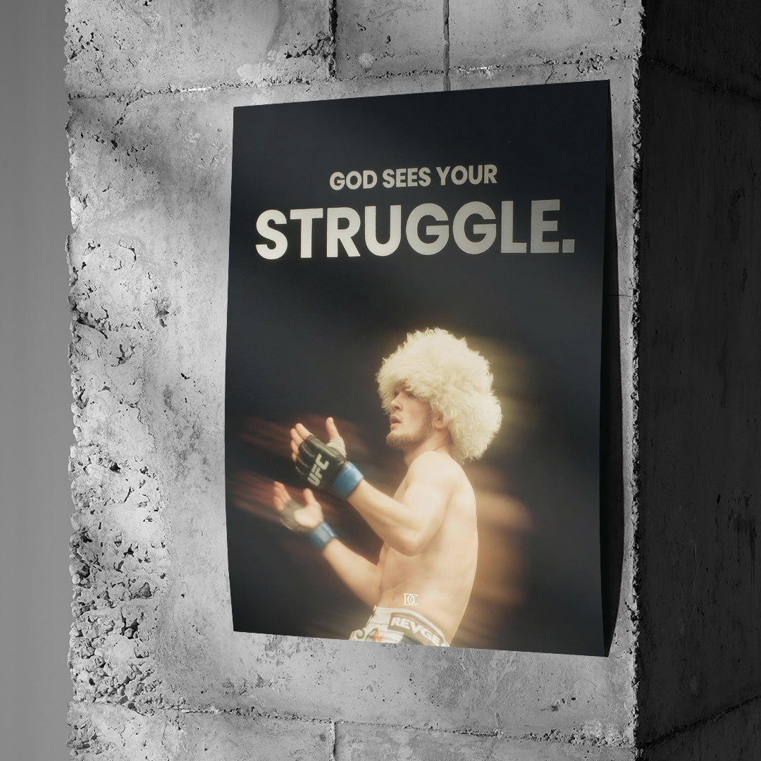 Poster God Sees Your Struggle an einer Betonwand