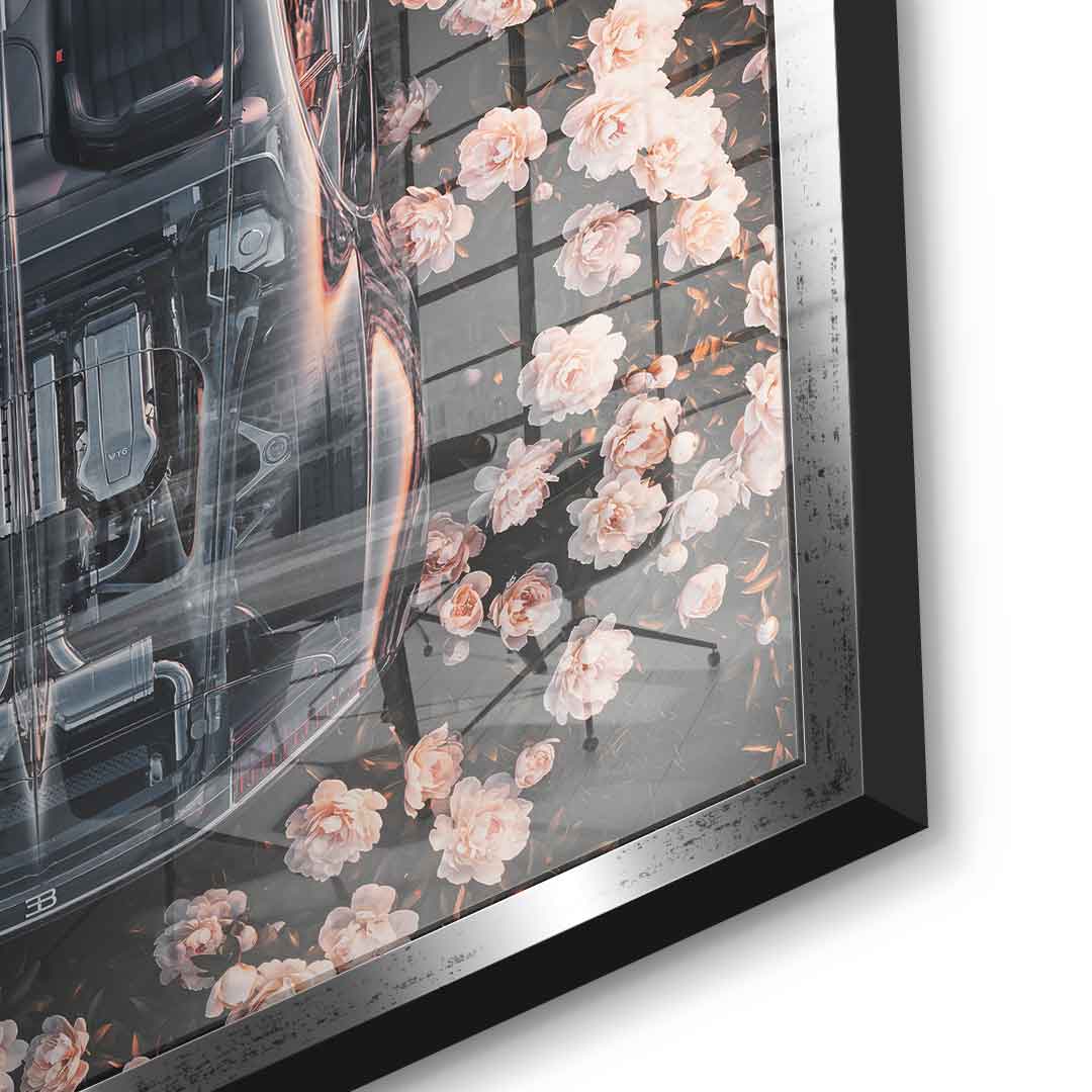 DOTCOMCANVAS® Bugatti in flowers Acrylglasbild – Ansicht