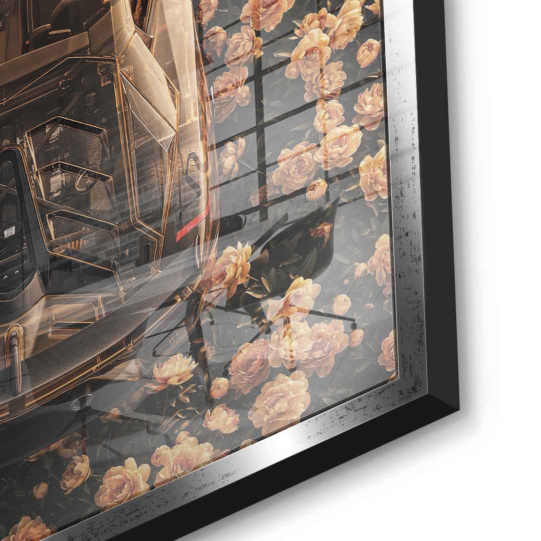 DOTCOMCANVAS® Lamborgini in flowers Acrylglasbild – Ansicht