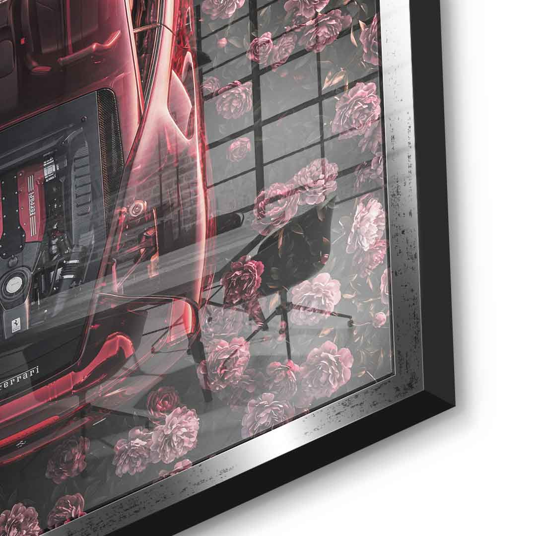 DOTCOMCANVAS® Ferrari in flowers Acrylglasbild – Motivansicht