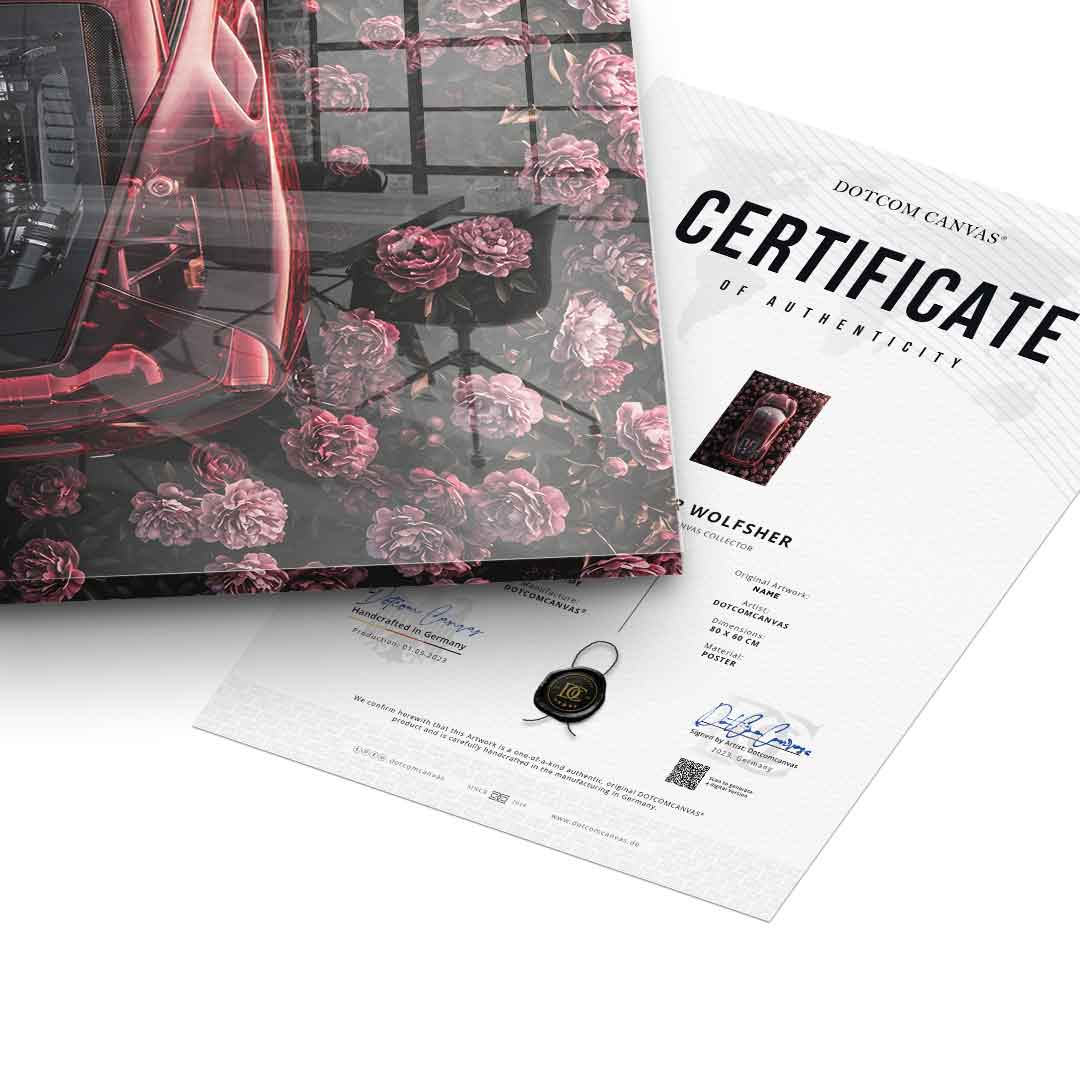 DOTCOMCANVAS® Ferrari in flowers Acrylglasbild – Motivansicht