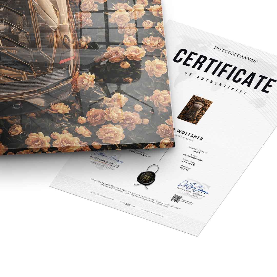 DOTCOMCANVAS® Lamborgini in flowers Acrylglasbild – Ansicht