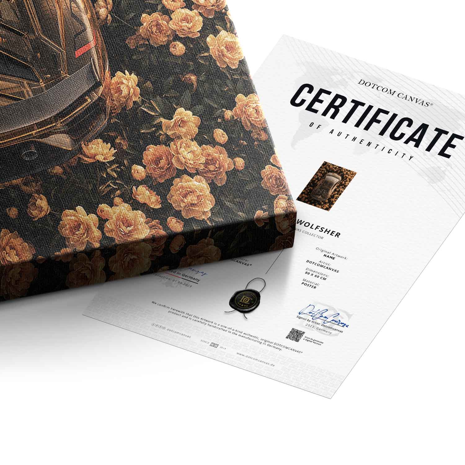 DOTCOMCANVAS® Lamborgini in flowers Leinwandbild – Detailansicht