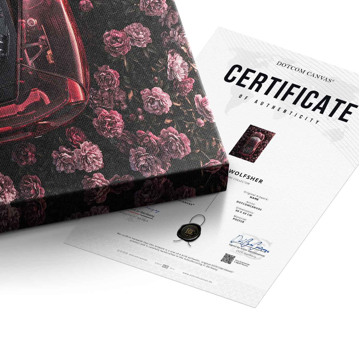 DOTCOMCANVAS® Ferrari in flowers Leinwandbild – Detailansicht