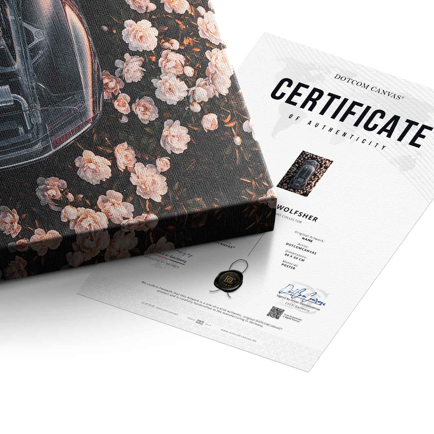 DOTCOMCANVAS® Bugatti in flowers Leinwandbild – Ansicht