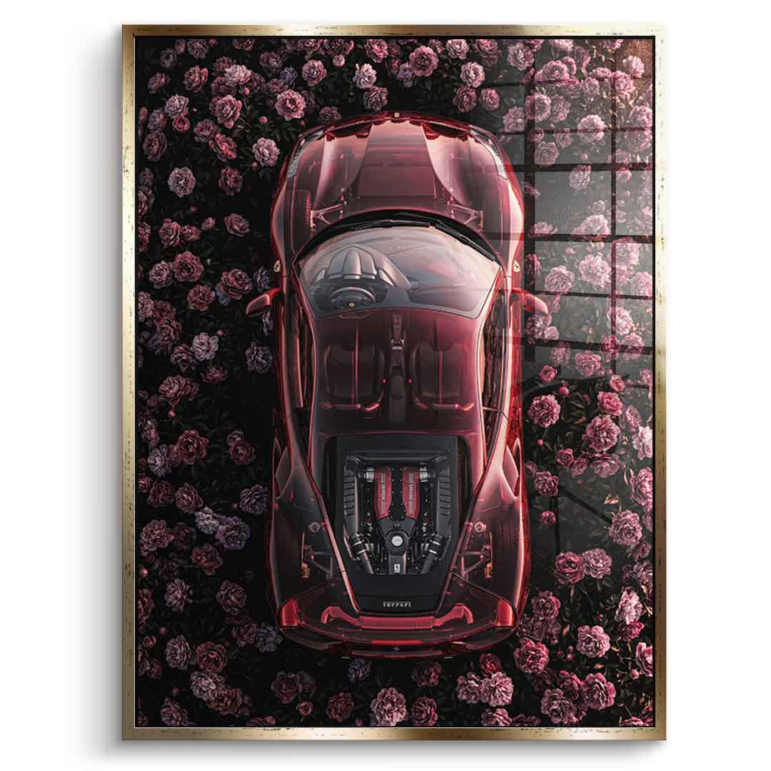 DOTCOMCANVAS® Ferrari in flowers Acrylglasbild – Detailansicht
