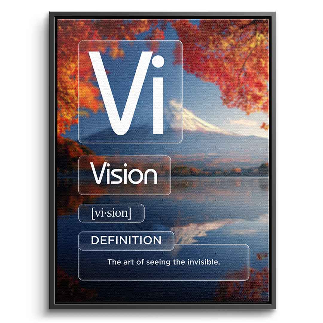 DOTCOMCANVAS® Vision (Vi) Leinwandbild Version Farbig – Vorderansicht Silberner Rahmen