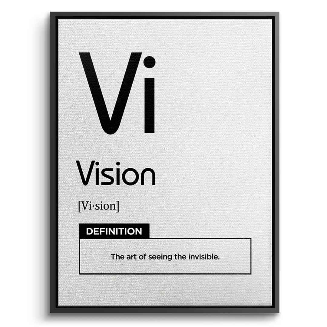 DOTCOMCANVAS® Vision (Vi) Leinwandbild Version Weiß – Vorderansicht Silberner Rahmen