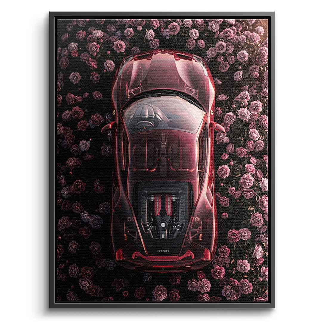 DOTCOMCANVAS® Ferrari in flowers Leinwandbild – Detailansicht
