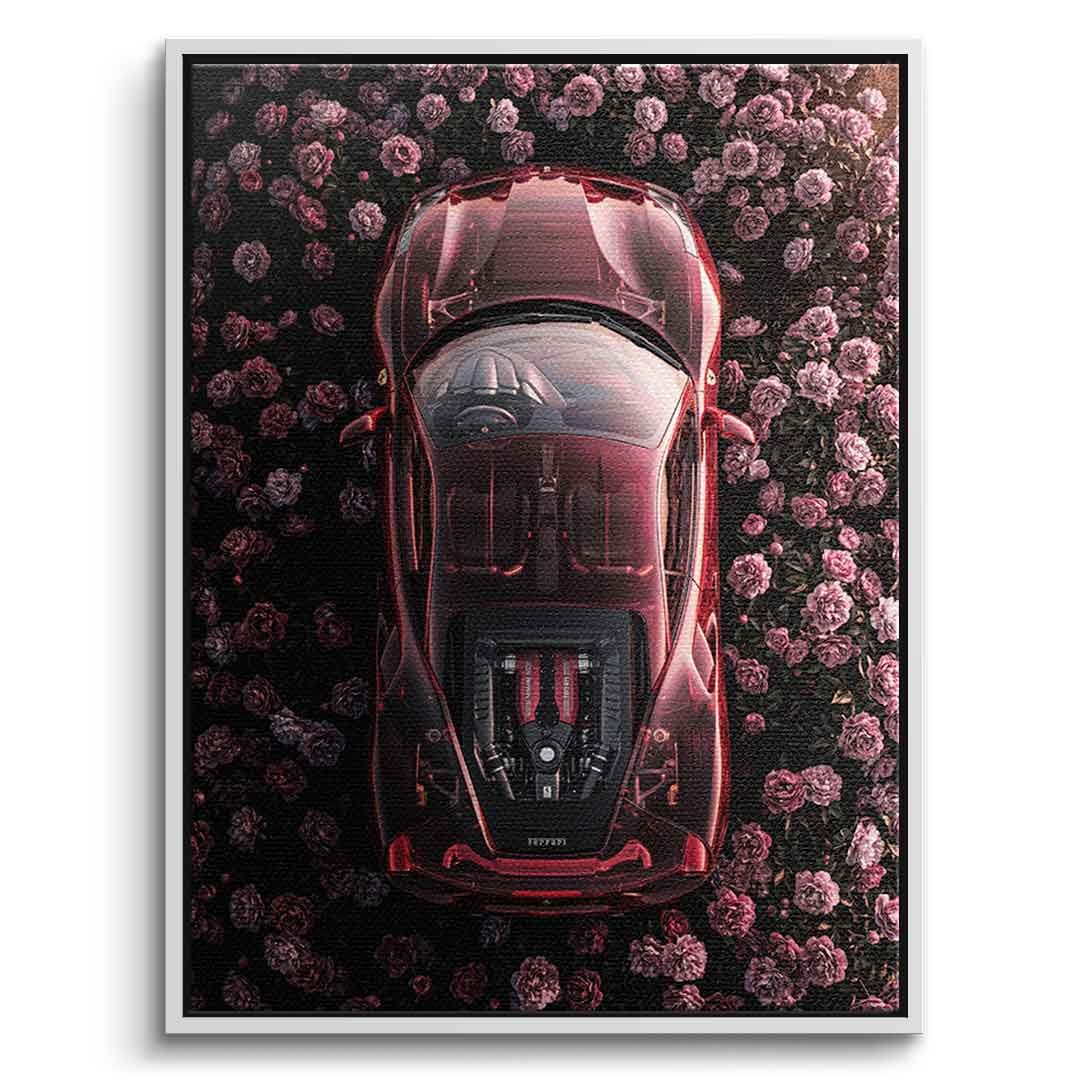 DOTCOMCANVAS® Ferrari in flowers Leinwandbild – Detailansicht