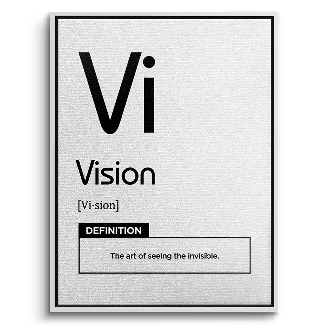DOTCOMCANVAS® Vision (Vi) Leinwandbild Version Weiß – Vorderansicht Weißer Rahmen