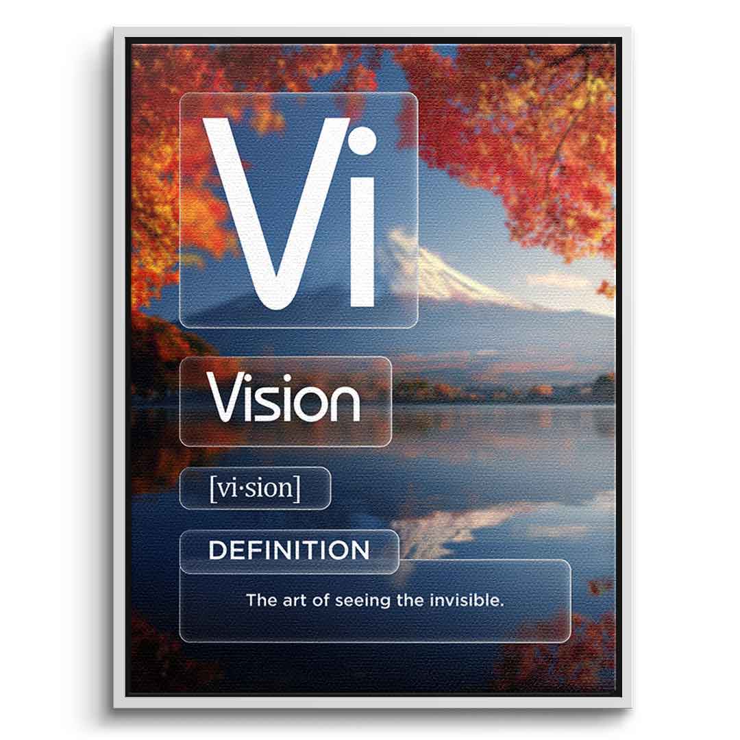 DOTCOMCANVAS® Vision (Vi) Leinwandbild Version Farbig – Vorderansicht Weißer Rahmen