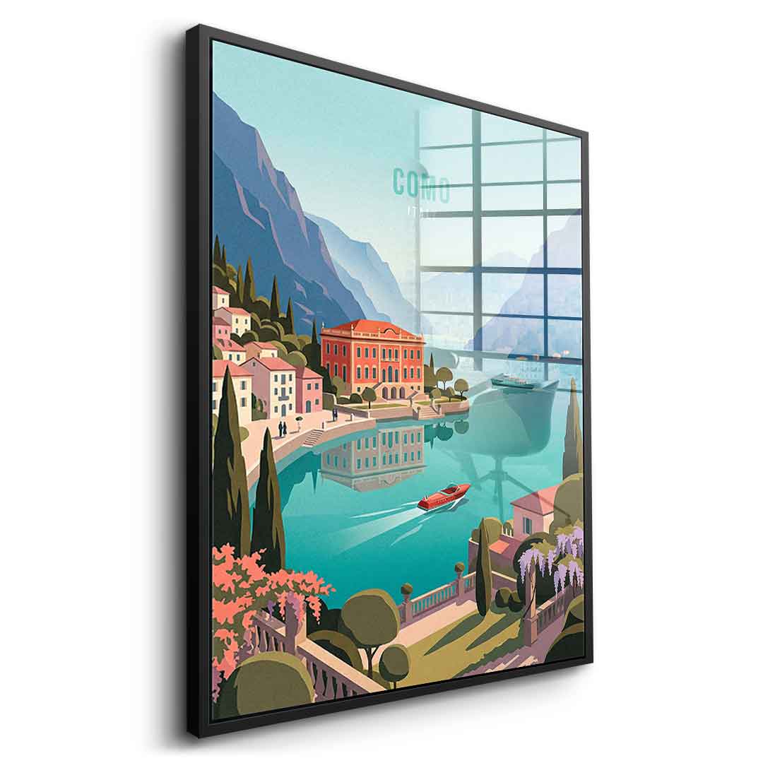 DOTCOMCANVAS Como Acrylglasbild Vorderansicht mit schwarzem Rahmen