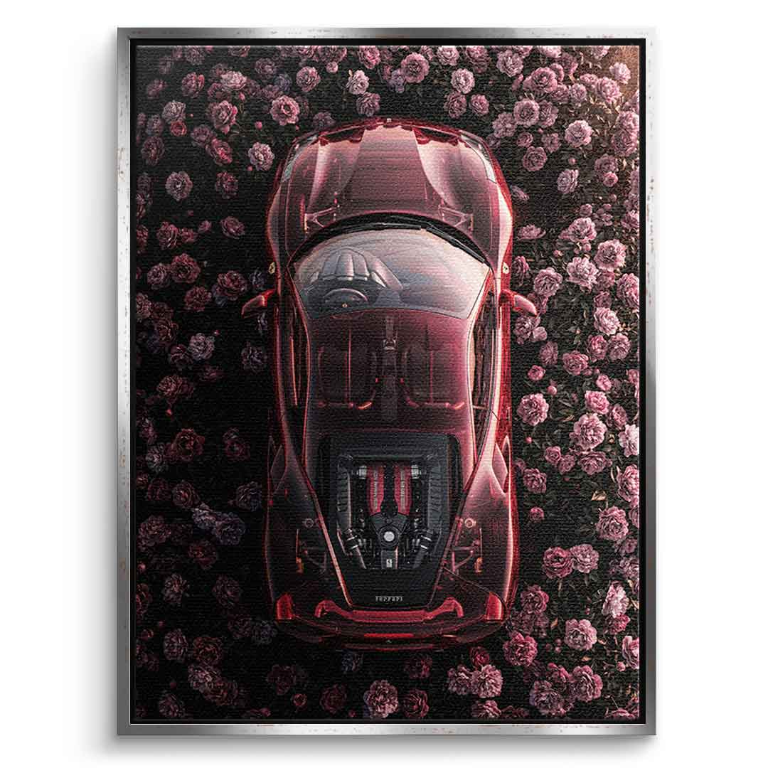 DOTCOMCANVAS® Ferrari in flowers Leinwandbild – Detailansicht
